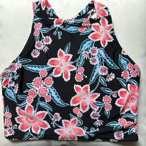 Old Navy tropical print long line bikini top